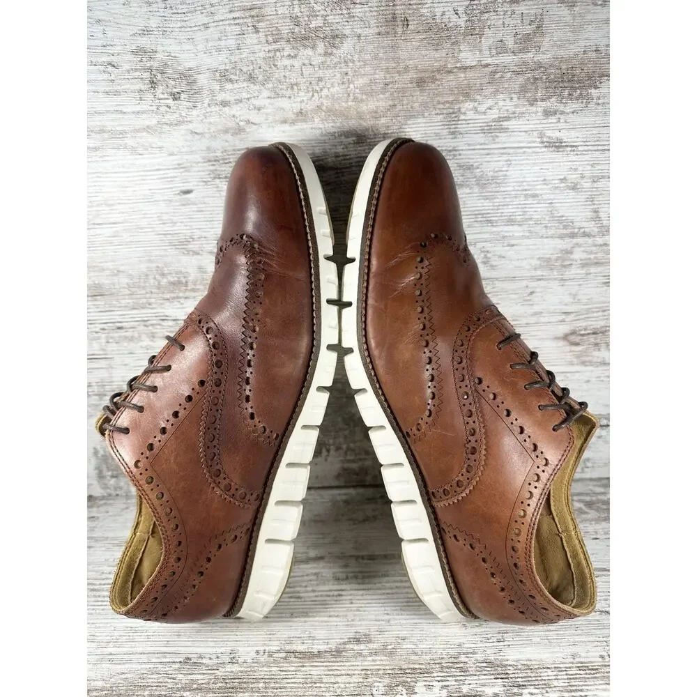 Men's Cole Haan ZeroGrand Brown Leather Wingtip Oxfords Sz 11M EUC!